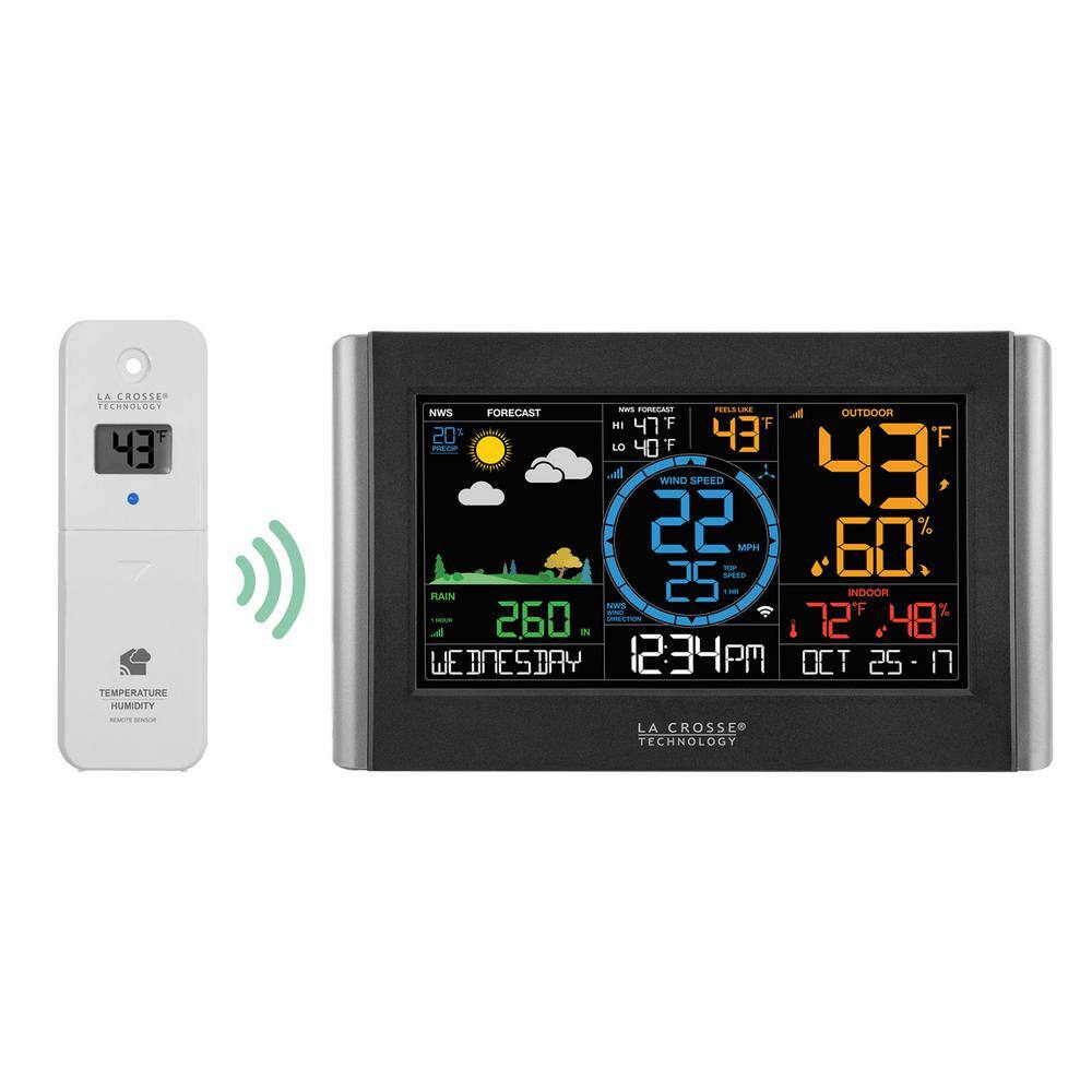 Black Wireless Digital Color Weather Station with Humidity Sensor