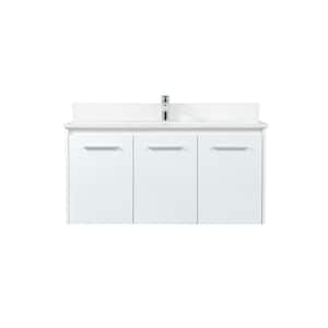 Simply Living 40 in. W x 18 in. D x 19.7 in. H Bath Vanity in White with Ivory White Engineered Marble Top