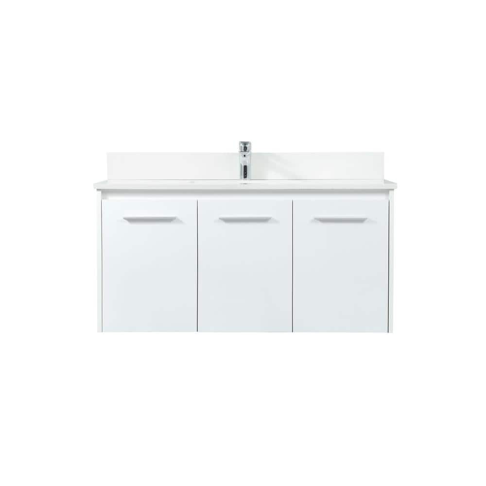 40 in. W Single Bath Vanity in White with Engineered Stone Vanity Top in Iv