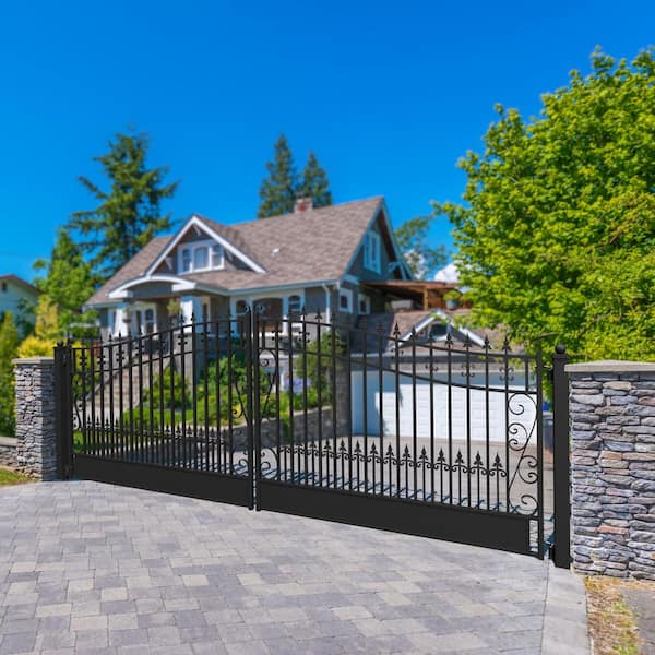 ALEKO Venice Style 18 ft. x 6 ft. Black Steel Dual Driveway Fence Gate