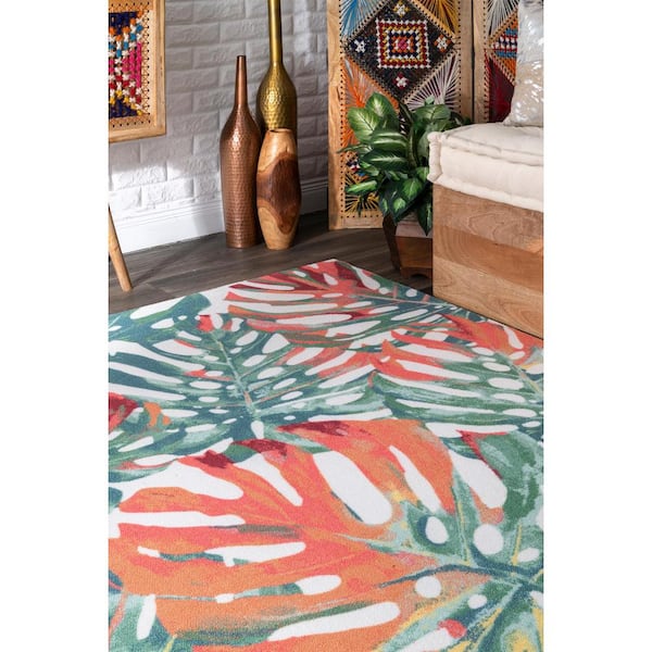 Janice Contemporary Floral Multicolor 10 ft. x 13 ft. Indoor/Outdoor Area Rug