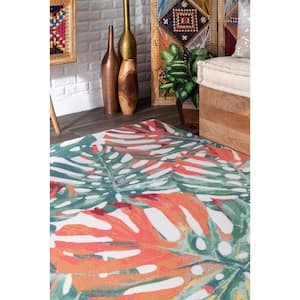 Janice Contemporary Floral Multicolor 4 ft. x 4 ft. Indoor/Outdoor Square Rug