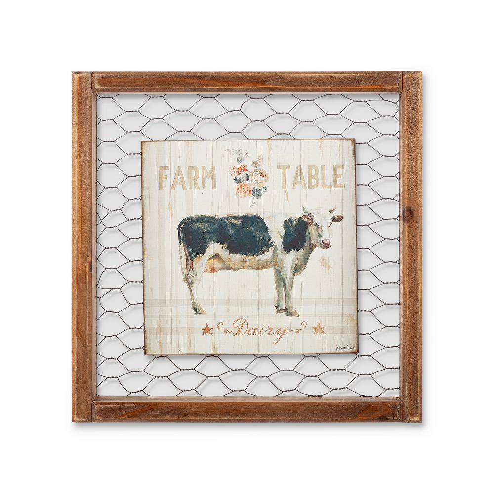 Rustic Farm Animal Wall Art Set with Natural Wood Frame
