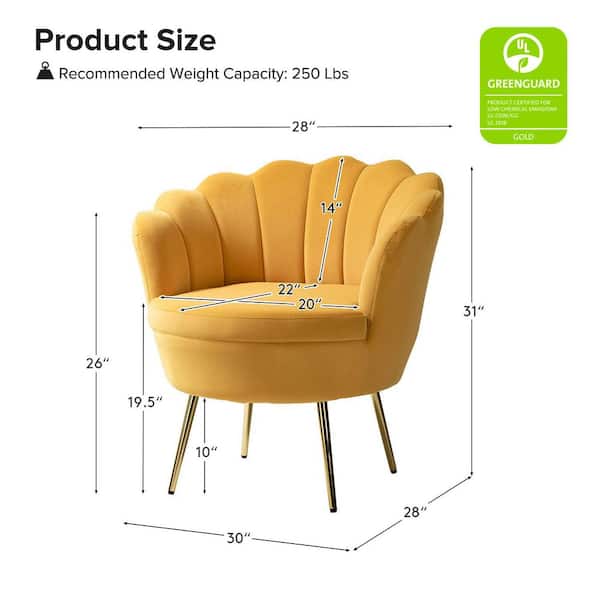 JAYDEN CREATION Fidelia Mustard Velvet Barrel Chair (Set of 1