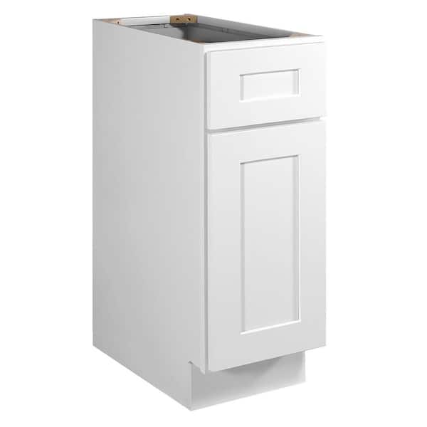 Brookings Solid Wood Ready to Assemble Shaker 12x34.5x24 in. 1 Door 1 Drawer Base Kitchen Cabinet in White