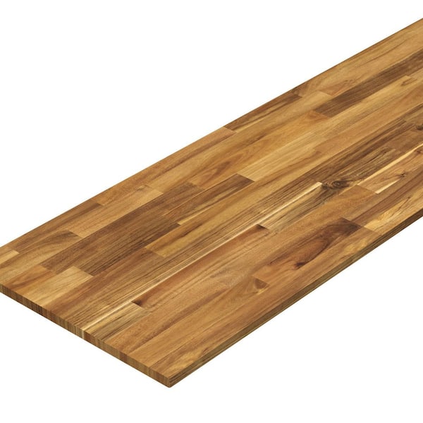 Interbuild 6 ft. L x 25.5 in. D, Acacia Butcher Block  Countertop in Light Oak with Square Edge