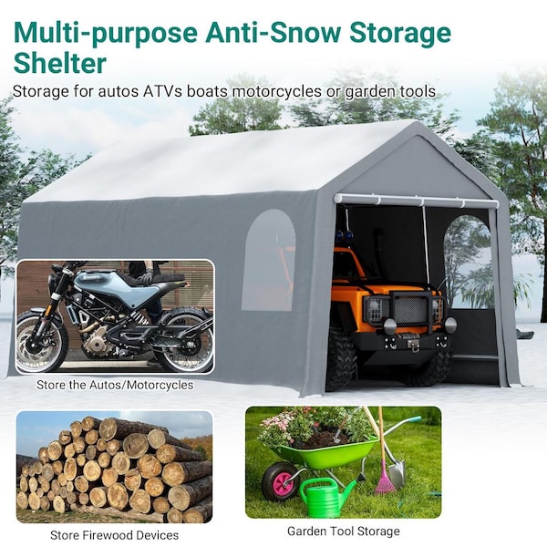 Garvee 13 ft. W x 20 ft. D x 9.5 ft. H Portable Steel Carport