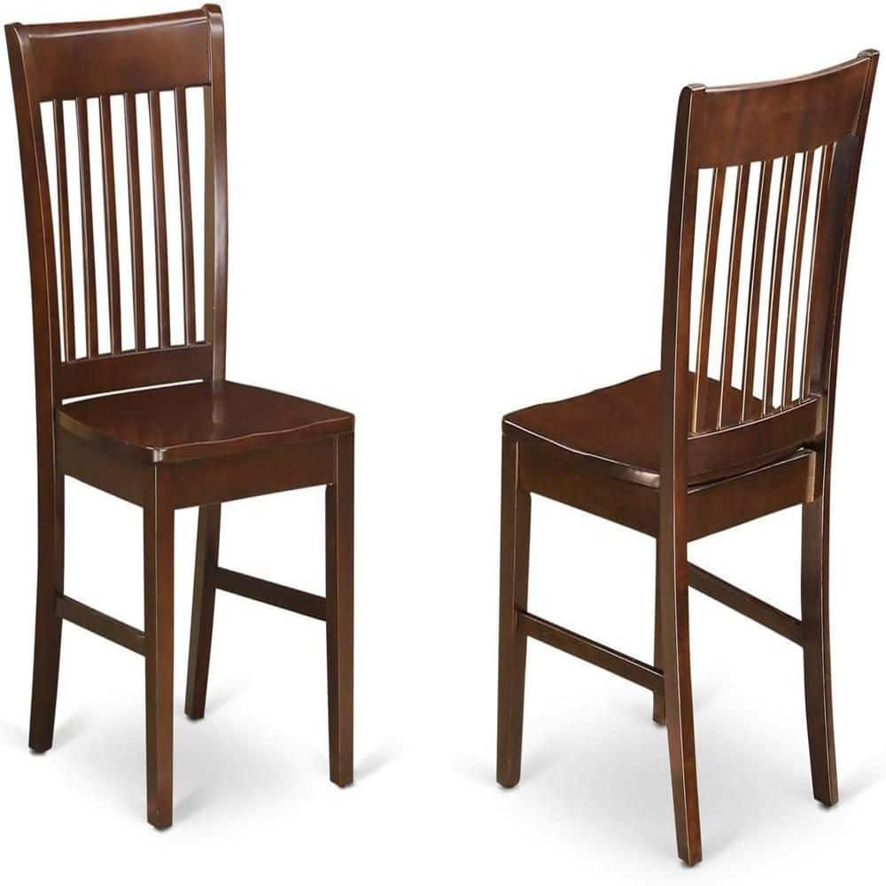 Mahogany 5-Piece Wood Dining Set with Slat Back Chairs