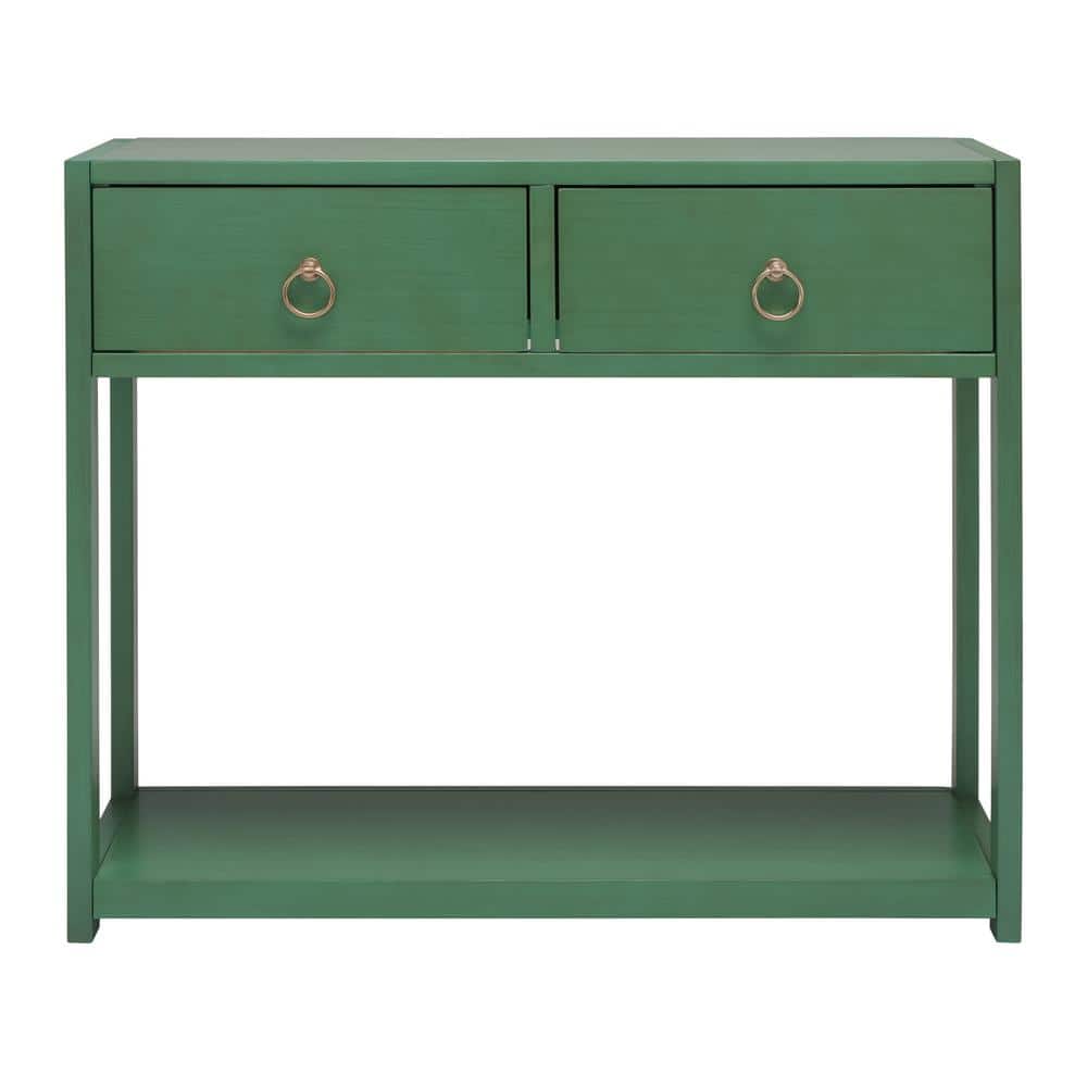 Sadie Turquoise Iron and Wood Console Table with Storage