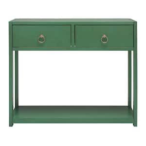 Sadie 38 in. Turquoise Rectangle Metal Console Table with Drawer