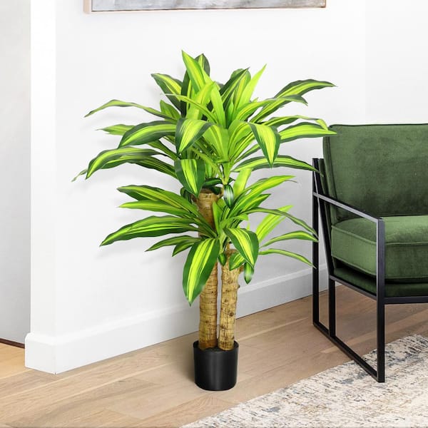 LIVING LUXURY 3 .25 ft. Real Touch Artificial Dracaena Tree in Pot