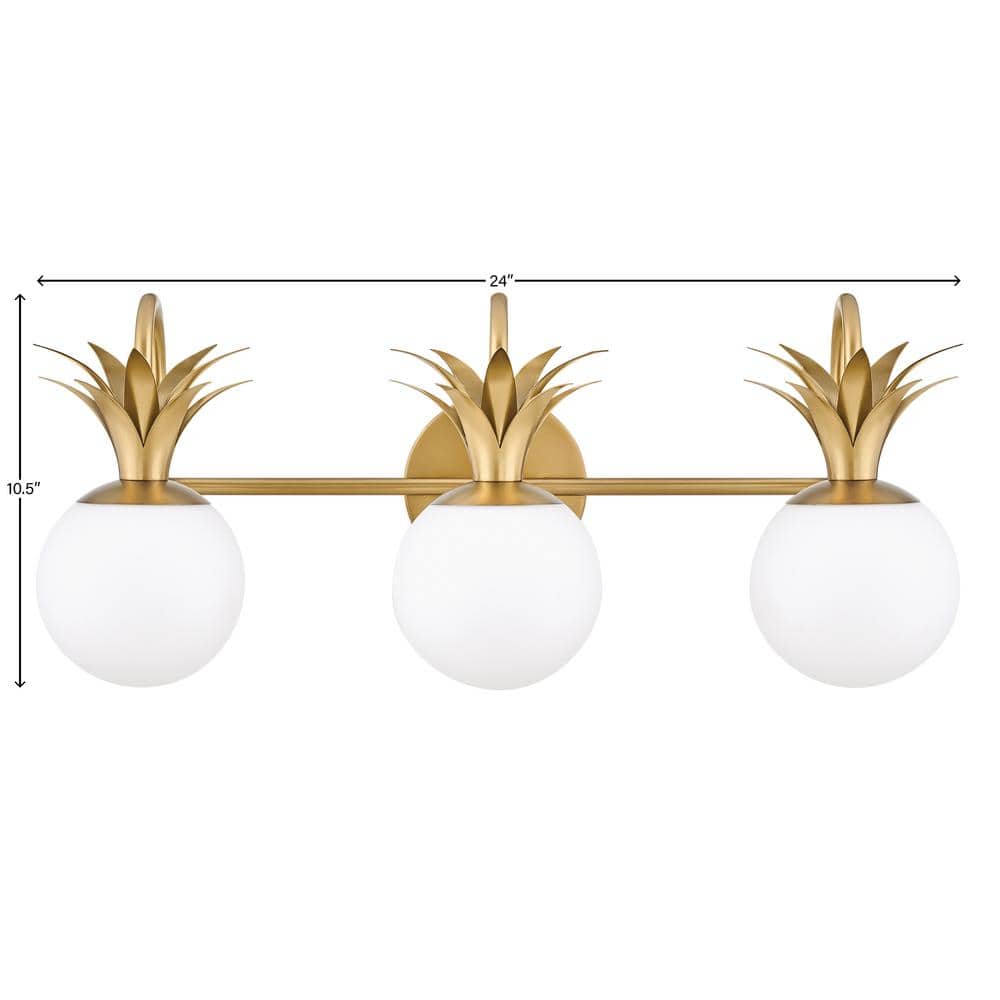 Heritage Brass 3-Light Vanity with Etched Opal Glass Shades