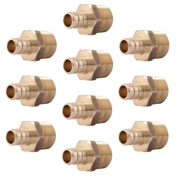 SharkBite 1/2 in. PEX Barb x 1/2 in. MNPT Brass Adapter Fitting (10-Pack)