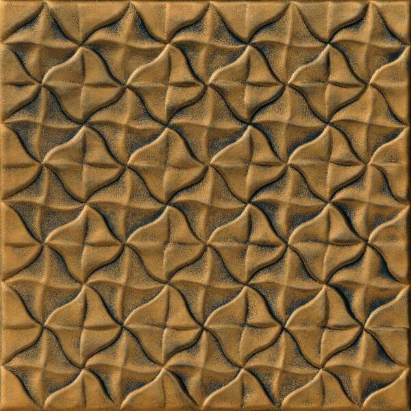 A La Maison Ceilings Granny's Pinwheel Quilt Antique Gold 1.6 ft. x 1.6 ft. Decorative Foam Glue Up Ceiling Tile (21.6 sq. ft./Case)