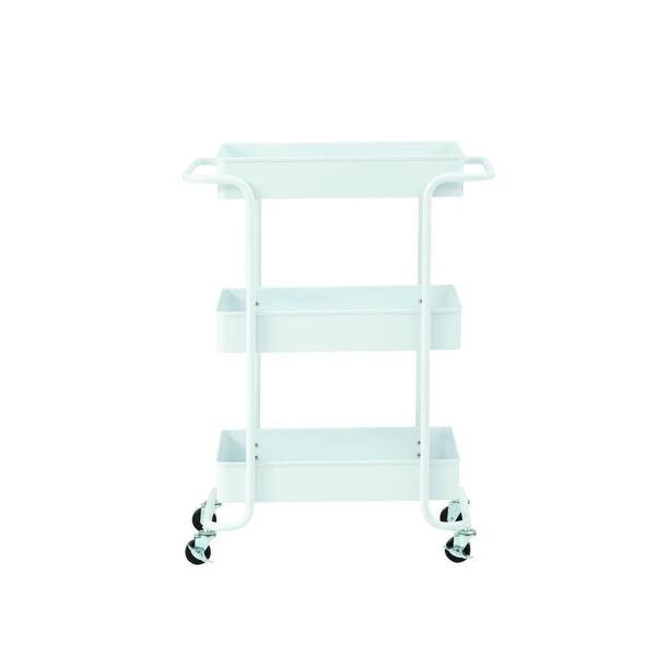 Home Decorators Collection Steel Open Cart in Glossy White