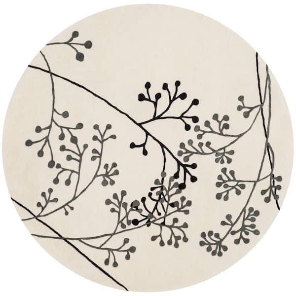 SAFAVIEH Soho Ivory/Grey 6 ft. x 6 ft. Round Floral Antique Area Rug