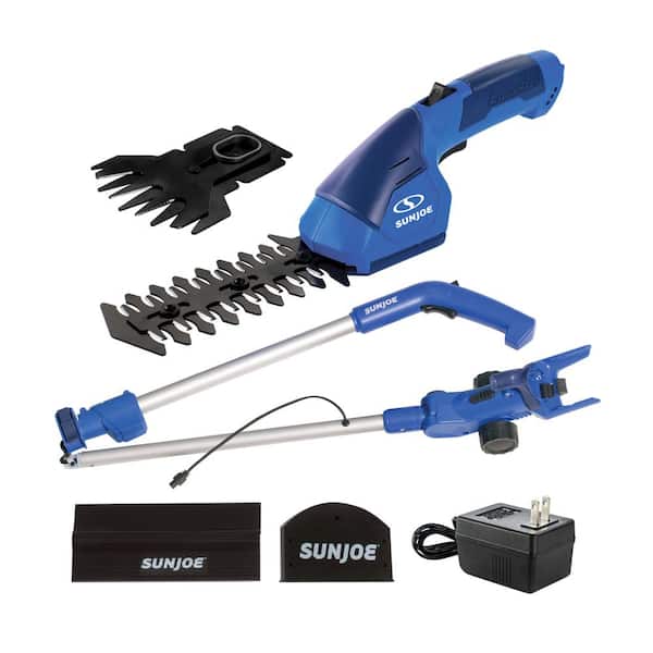 Sun Joe 7.2V 2-in-1 Cordless Grass Shear and Hedge Trimmer with Extension Pole, Blue