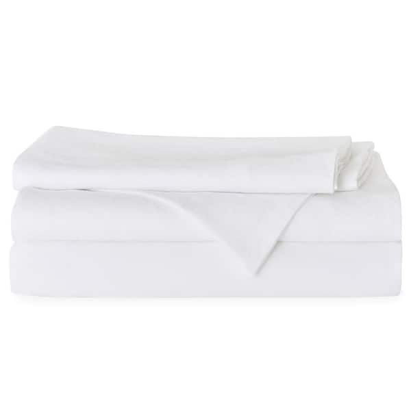 LEVTEX HOME Washed Linen 4-Piece White Queen Sheet Set