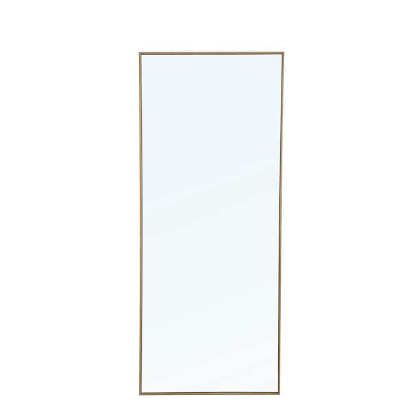 Unbranded Timeless Home 30 in. W x 72 in. H x Contemporary Metal Framed Rectangle Brass Mirror