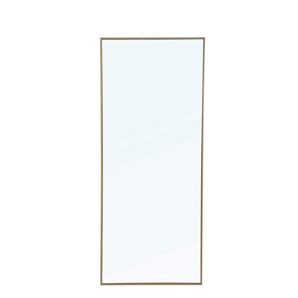 Oversized Rectangle Brass Modern Mirror (72 in. H x 30 in. W)