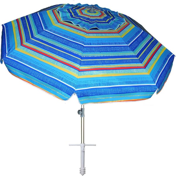 Unbranded 7 ft. Heavy Duty High Wind Beach Umbrella Parasols with sand anchor and Tilt Sun Shelter Multicolor Green
