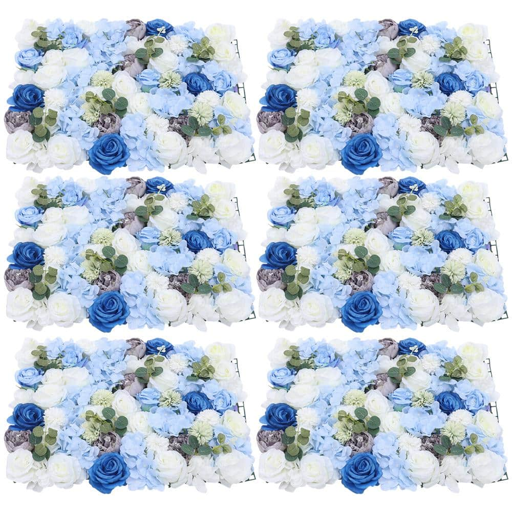 YIYIBYUS 23.6 in. x 15.7 in. Blue Artificial Hydrangea Rose Flower Wall  Panel Backdrop Decor (6-Pieces) OT-ZJGJ-5201 - The Home Depot