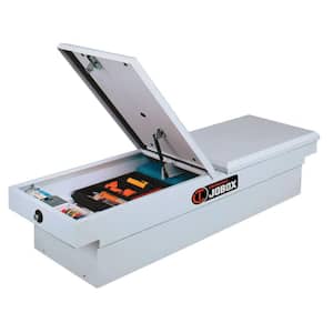 Jobox 71 in. White Steel Full Size Dual Gull Wing Lid Crossover Truck Tool Box with Pushbutton Gear-Lock™
