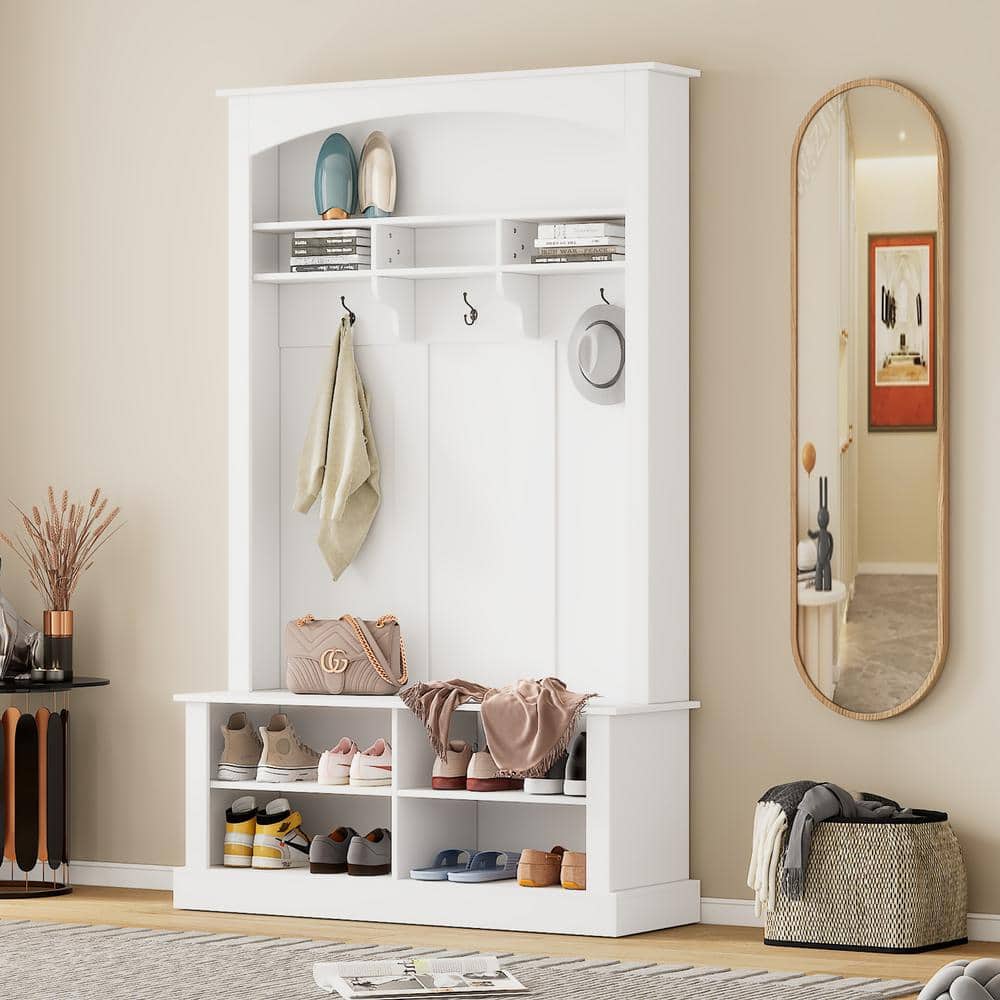 Modern Style Widen Hall Tree with Bench and Storage Cabinet and 2 Large Dra