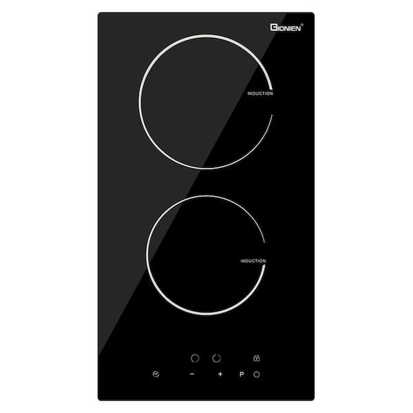 12 in. Built-in Induction Hotplate 2-Elements Glass Top Electric Cooktop with Black 2-Burners and 9-Power Zones