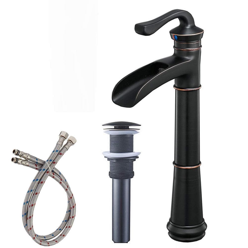 Single Handle Single-Hole Bathroom Waterfall Vessel Sink Faucet with Pop Up Drain&Supply Holes in Oil Rubbed Bronze price history on PriceWatchPro