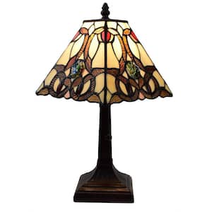 16 in. Multi-Colored Tiffany Style Geometric Mini Table Lamp