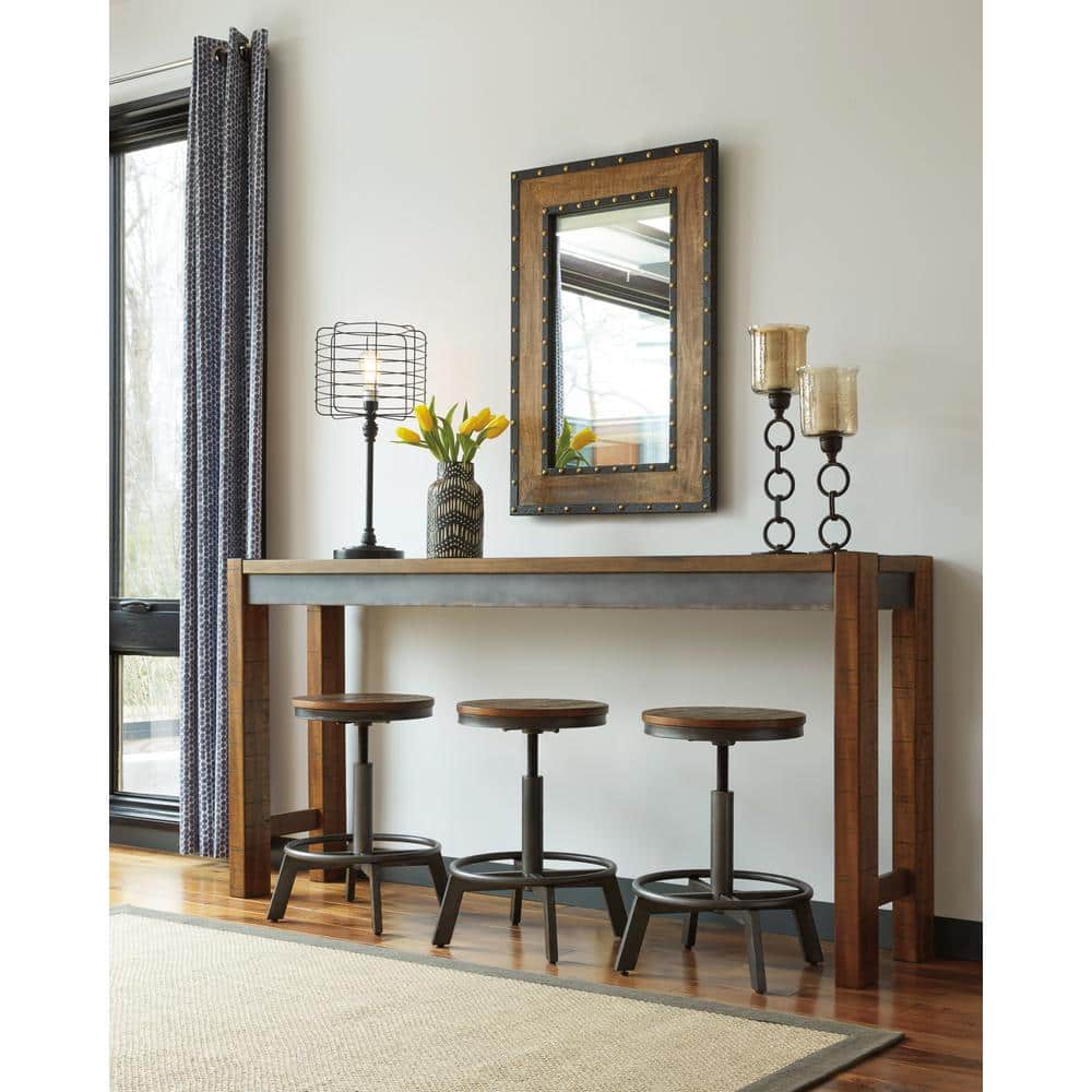 Torjin Industrial Gray-Brown Long Counter Dining Table