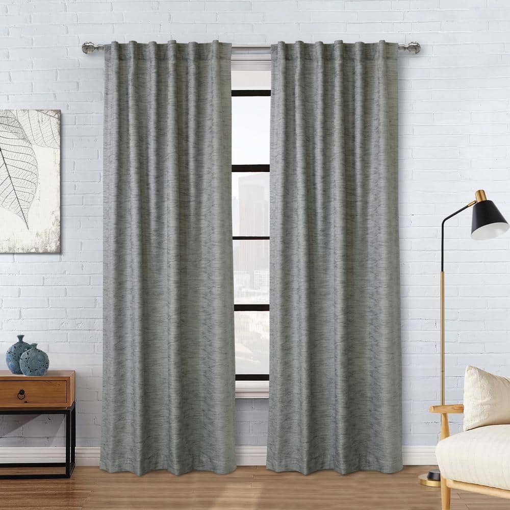 Odessa Grey Polyester Textured 52 in. W x 84 in. L Dual Header Indoor Light Filtering Curtain (Single Panel) price history on PriceWatchPro