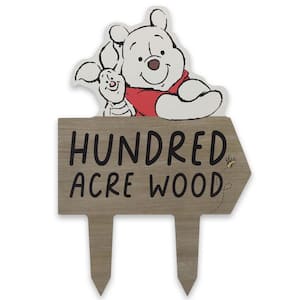 20 in. Yard Stake Tan Weather-Resistant Metal Pooh Hundred Acre Wood