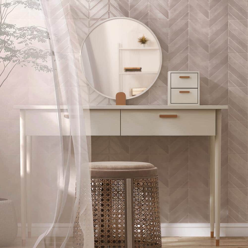 Pink Matte Chevron Peel and Stick Backsplash Tile Set