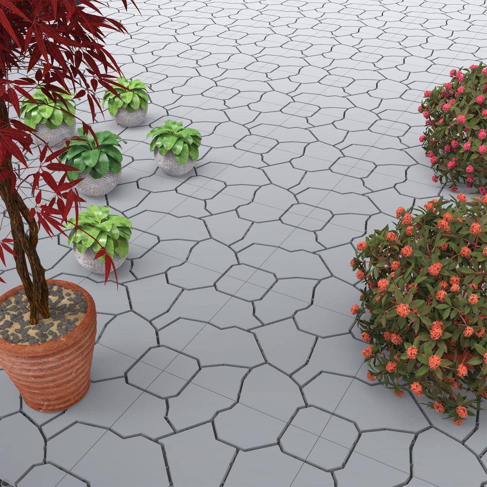 Gray Interlocking Weather-Resistant Outdoor Deck Tiles, 11.5" x 11.5"