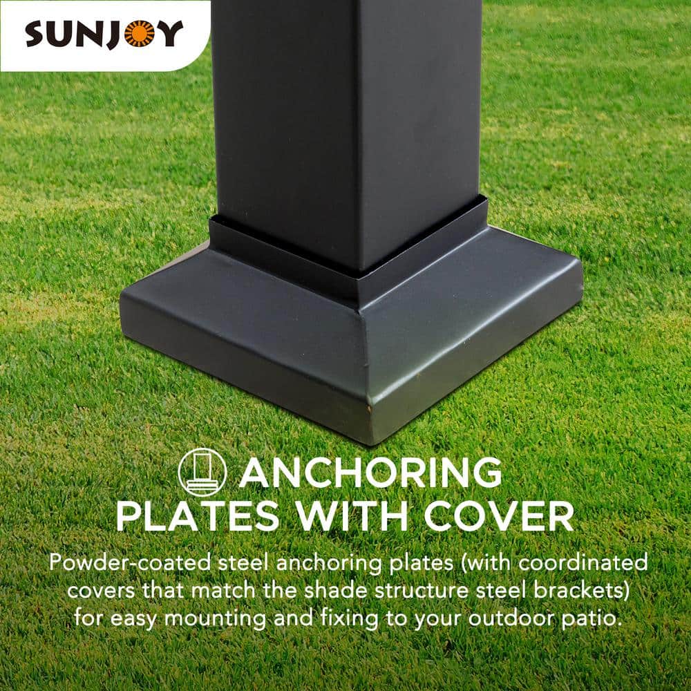 Sunjoy 10' x 12' Black Steel Pergola with White Canopy
