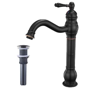 Single Handle Single Hole Vessel Sink Faucet with Drain Kit Included in Oil Rubbed Bronze