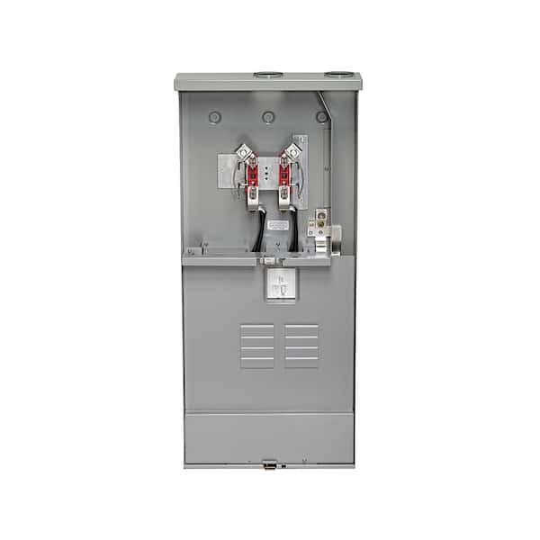 Leviton 200 Amp Outdoor Meter Main Combo, 8 Spaces, Ringless with Internal Trough