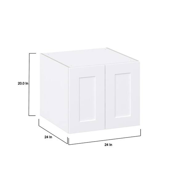 J COLLECTION Wallace Painted Warm White Shaker Assembled Wall Kitchen Cabinet with Full Height Doors (24 in. W x 20 in. H x 14 in. D)