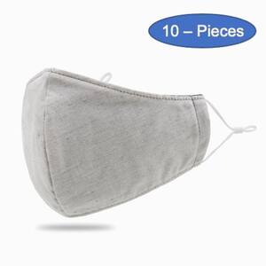 2-Layer Washable Reusable Face Mask with Antibacterial Fabric Adjustable Ear Loops & Nose Clip - Small/Medium (10-Pack)