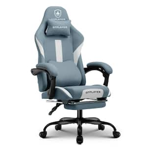 Gaming Chair Fabric with Pocket Spring Cushion Ergonomic Computer Chair with Headrest, Footrest, Lumbar Support, Blue