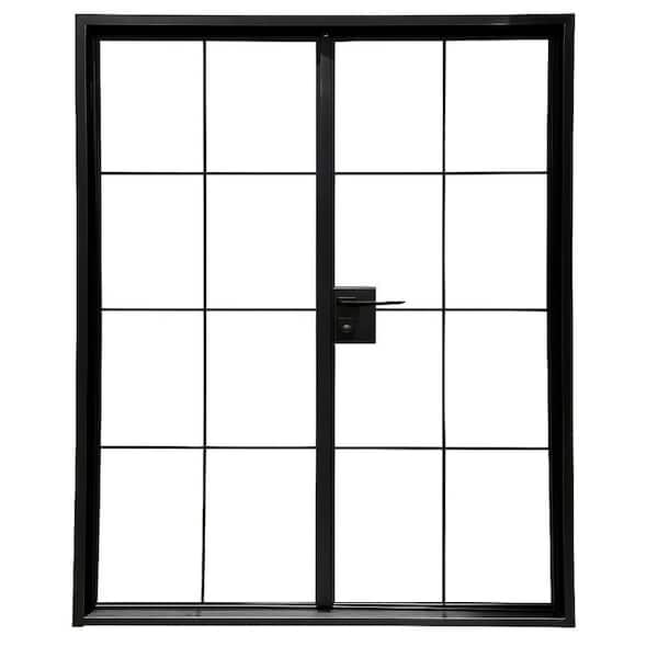 Teza 28 Series 73 in. x 80 in. Right Hand Matte Black Aluminum Prehung Interior Door with Hardware