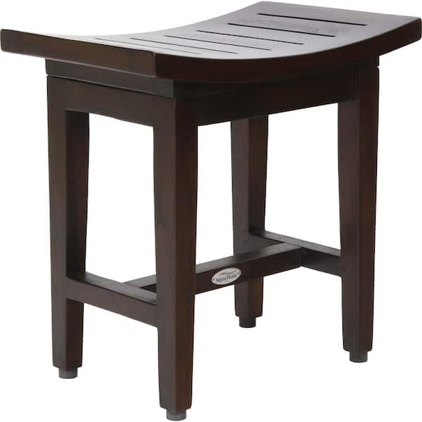 AquaTeak Patented 18 in. x 12 in. Maluku Lotus Mocha-Shield Freestanding Teak Shower Bench