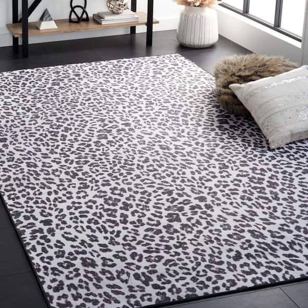 Faux Hide Ivory/Black Doormat 3 ft. x 5 ft. Machine Washable Animal Print Area Rug