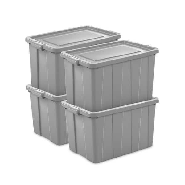 Tuff1 30 Gal. Plastic Storage Tote Container Bin with Lid (4-Pack)