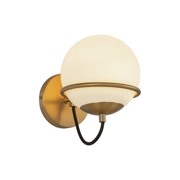 ALORA MOOD Alba 7-in 1 Light 60-Watt Aged Gold/Opal Glass Vanity Light