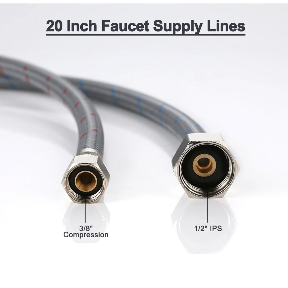16-Inch Gray Braided Nylon Faucet Supply Line