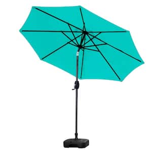 9 ft. Tilt and Crank Patio Table Umbrella With Square Base in Turquoise