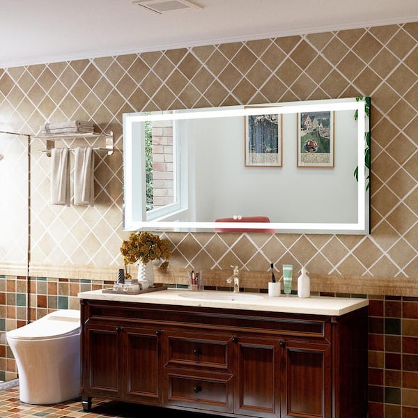 WELLFOR Oversized 72 in. W x 36 in. H Rectangular Frameless Anti-Fog Wall Bathroom Vanity Mirror